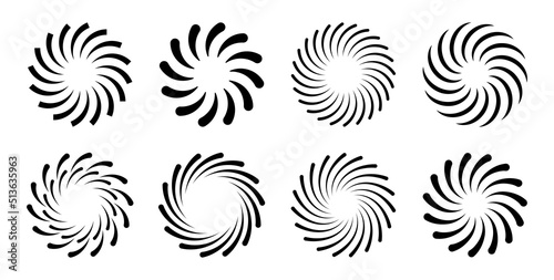 Fototapeta Naklejka Na Ścianę i Meble -  Spiral swirl icon set. Vortex and whirl circle symbols collection. Vector design elements isolated on white background
