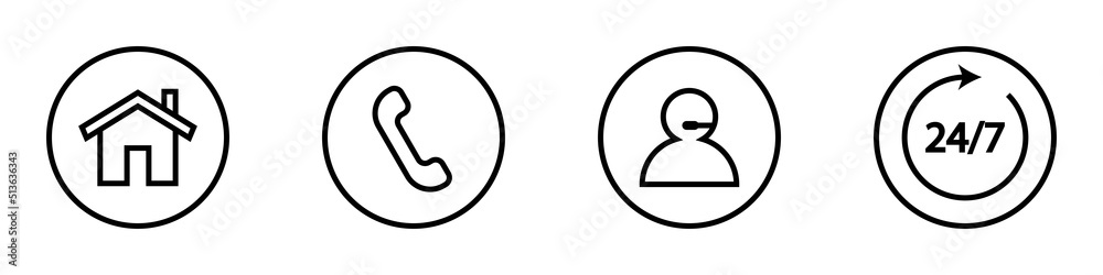 Conjunto de iconos de atención al cliente, llamada telefónica, servicio 24 horas. Concepto de servicio al cliente. Ilustración vectorial estilo simple Conjunto de iconos de atención al cliente, llamada telefónica, servicio 24 horas. Concepto de servicio al cliente. Ilustración vectorial estilo simple