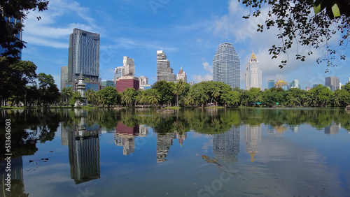 Plublic Lumphini park in center of Bangkok Thailand photo