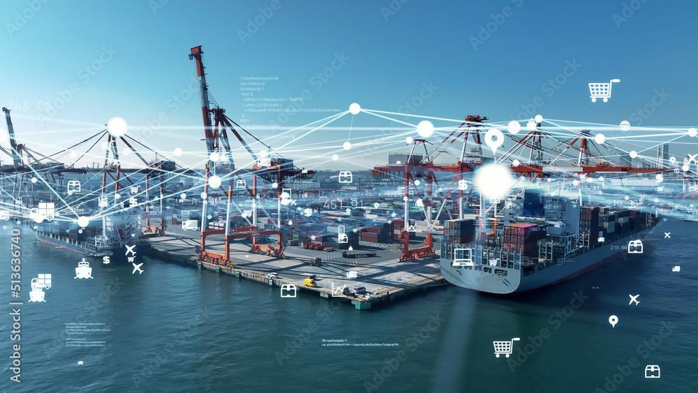 Naklejka premium 船舶とテクノロジー