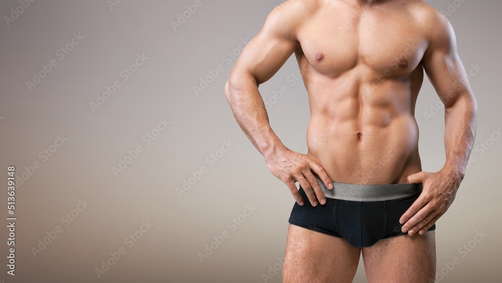 Attractive Sporty young man in boxer underwear