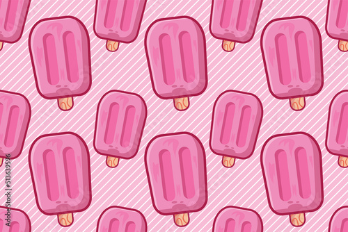 pink popsicle ice cream seamless pattern vector illustration 
