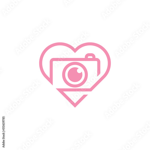 Love camera logo design template vector illustration