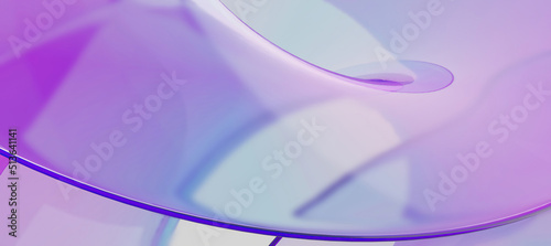 Curved gradient rainbow colored transparent glossy. digital art for banner background, wallpaper. Abstract 3D rendering.