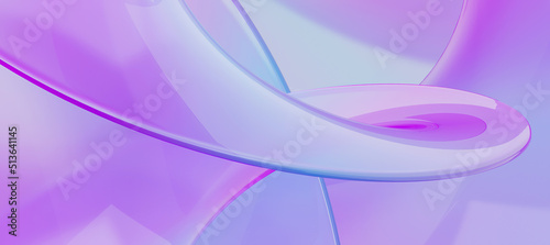 Curved gradient rainbow colored transparent glossy. digital art for banner background  wallpaper. Abstract 3D rendering.