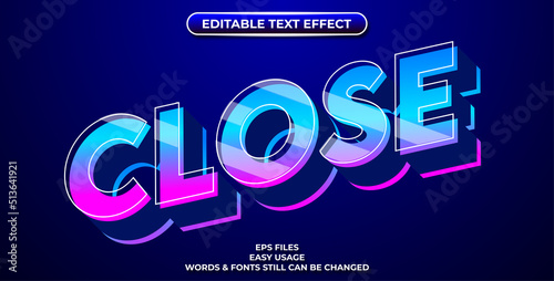 editable text effect close
