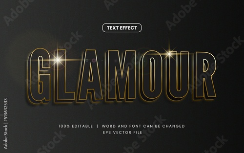 gold glamour editable text effect with glow sparkle