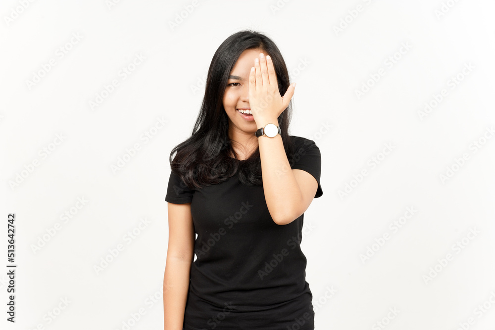 Smile and covering half face of Beautiful Asian Woman Isolated On White Background Smile and covering half face of Beautiful Asian Woman Isolated On White Background