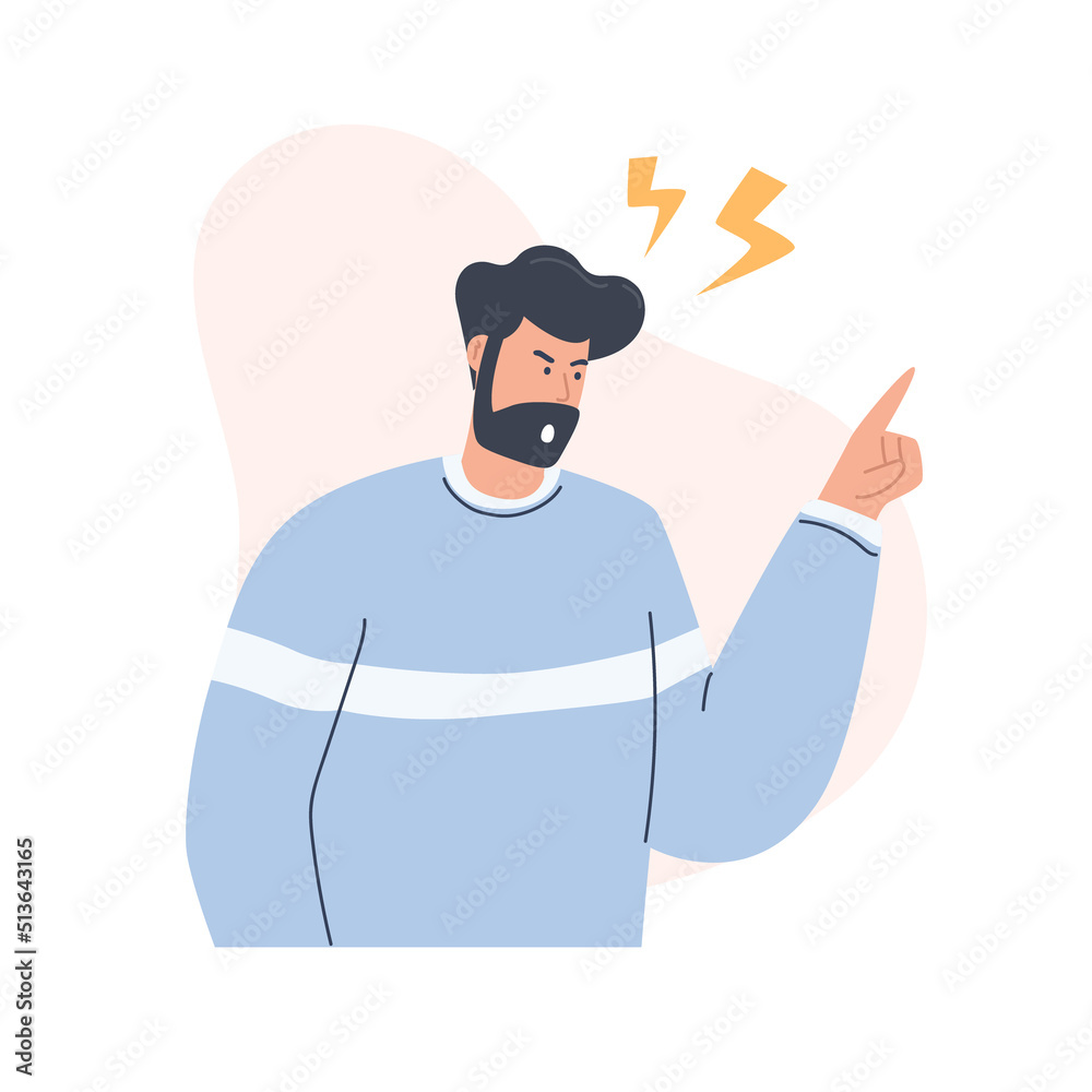 Angry man threatening his finger, Father yelling concept Angry man threatening his finger, Father yelling concept