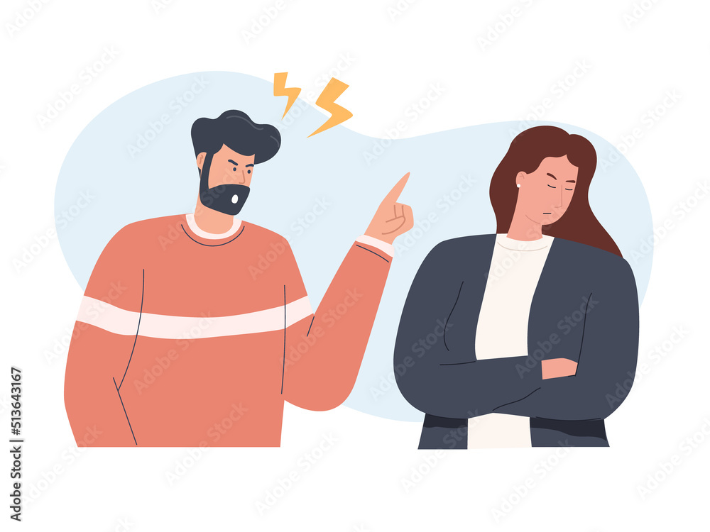 Concept of divorce, misunderstanding in the family. Angry men and offended women Concept of divorce, misunderstanding in the family. Angry men and offended women
