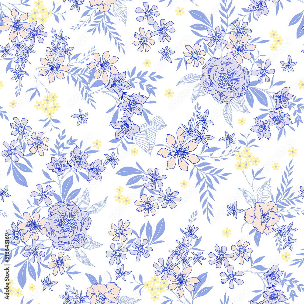 Flowers seamless repeat pattern print