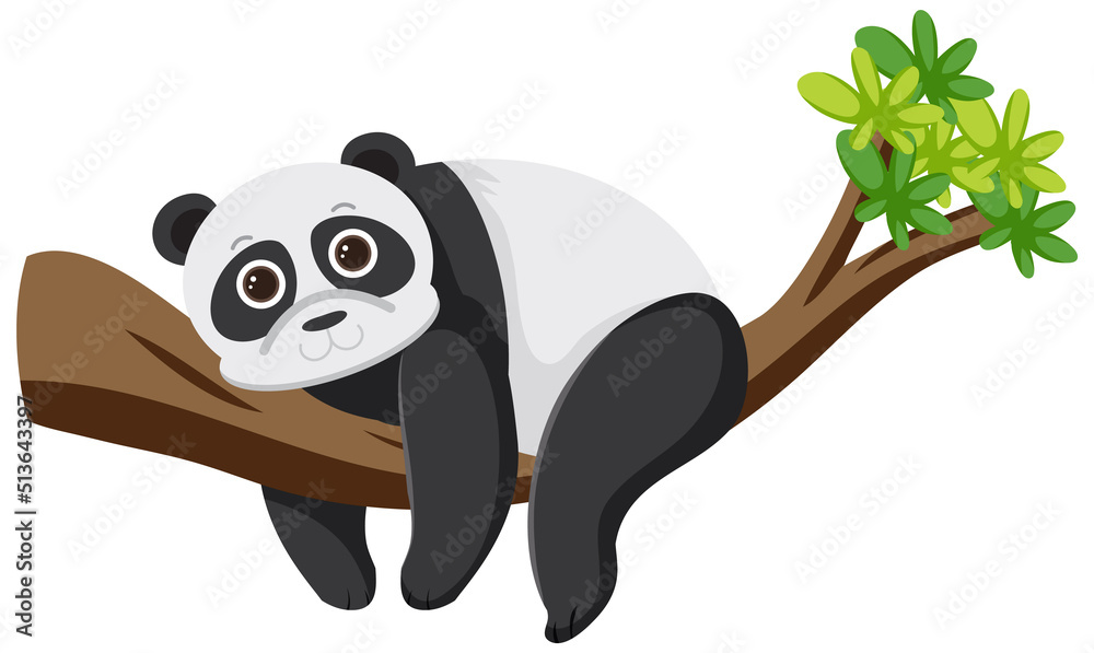 Obraz premium Cute panda bear in flat cartoon style