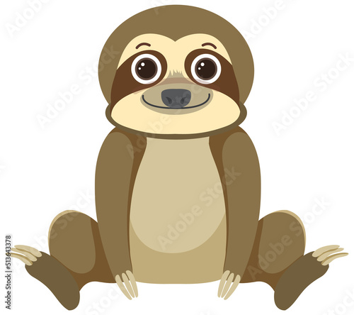Cute sloth in flat style isolated