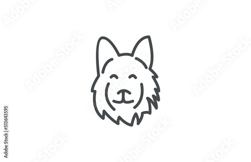 Simply Linear Head Herder Dog Logogram Vector Icon
