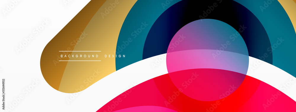 Abstract background with color geometric shapes. Beautiful minimal backdrop with round shapes circles and lines. Geometrical design. Vector illustration Abstract background with color geometric shapes. Beautiful minimal backdrop with round shapes circles and lines. Geometrical design. Vector illustration