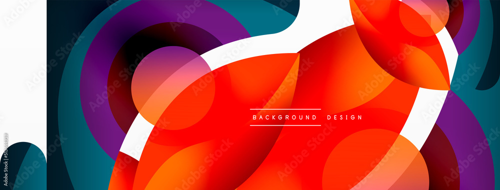 Abstract background with color geometric shapes. Beautiful minimal backdrop with round shapes circles and lines. Geometrical design. Vector illustration Abstract background with color geometric shapes. Beautiful minimal backdrop with round shapes circles and lines. Geometrical design. Vector illustration