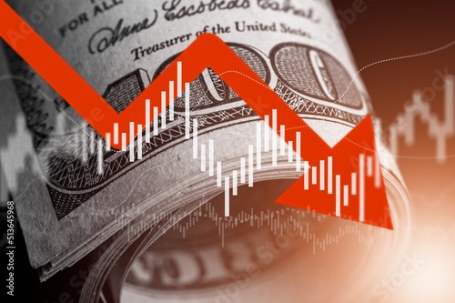 Economist forecast for the United States. dollar bill.  Effect of recession on US economy.