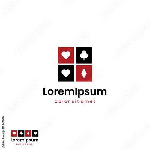 creative poker card in square shape logo icon template