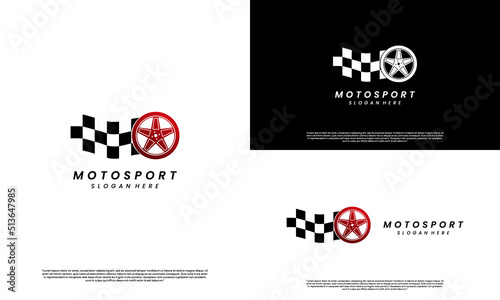 fast tire logo, tire with checkered flag logo design modern concept