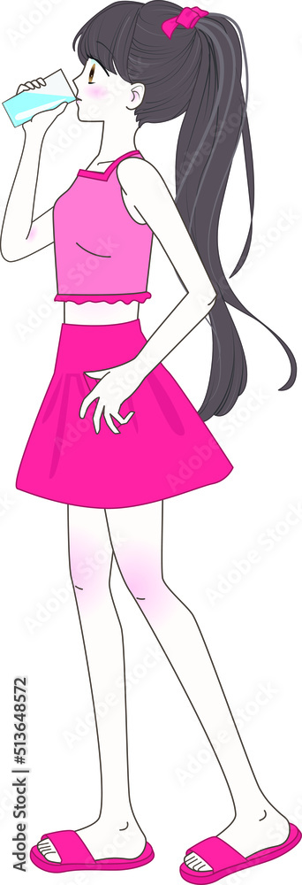 Vector illustration of Young woman drinking water.
Vector illustration of Young woman drinking water.