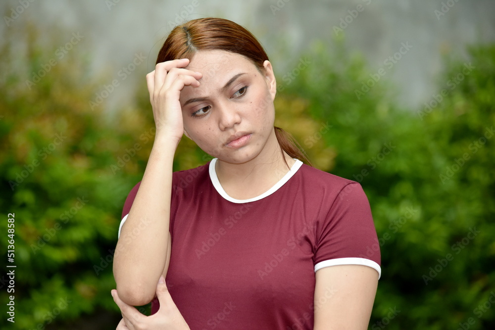 Unhappy Attractive Female Adult Wearing Tshirt