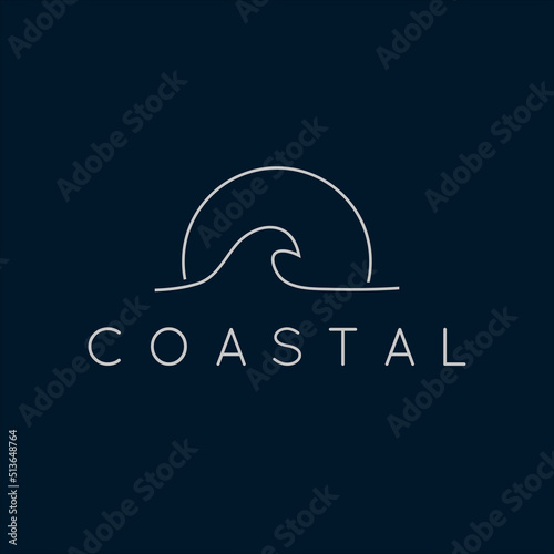 Minimalist line art coastal logo illustration design