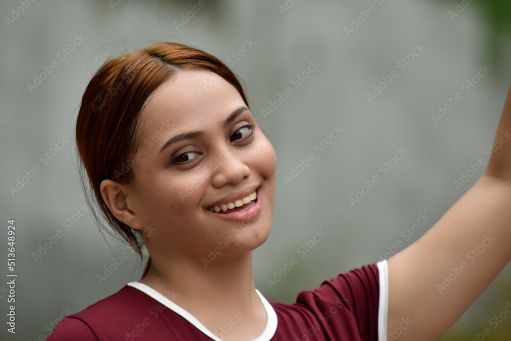 Overjoyed Attractive Minority Female Wearing Tshirt Overjoyed Attractive Minority Female Wearing Tshirt