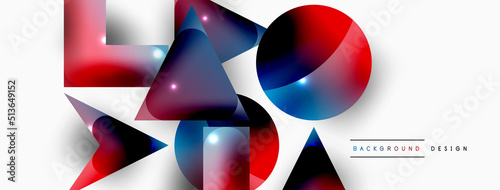 Minimal geometric abstract background. Primitive shapes composition backdrop. Trendy techno business template for wallpaper, banner, background or landing