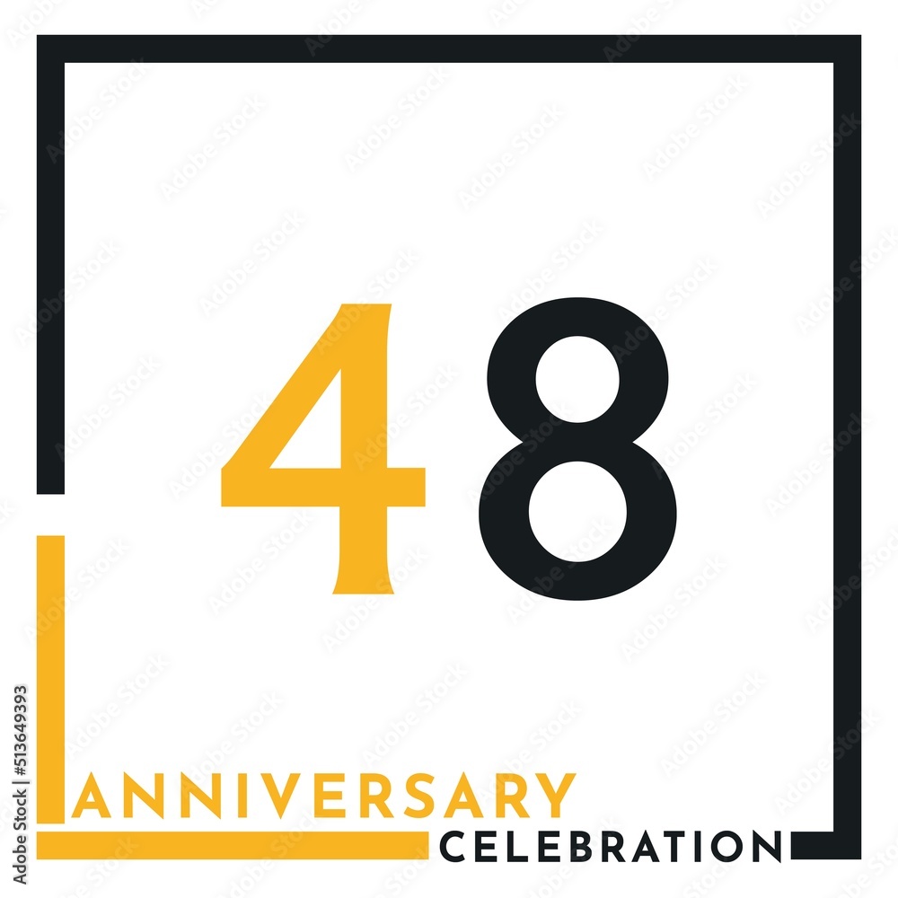 48 years anniversary celebration template design vector. Creative design for happy birthday, wedding, ceremony, event party, marriage, graduation invitation card, and greeting card. 48 years anniversary celebration template design vector. Creative design for happy birthday, wedding, ceremony, event party, marriage, graduation invitation card, and greeting card.
