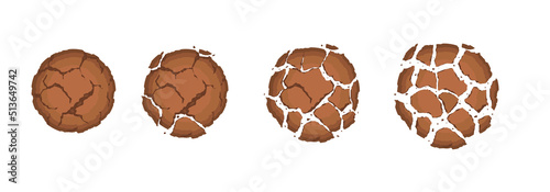 Cartoon Gingersnap Cookie Breaking Pieces Vector
