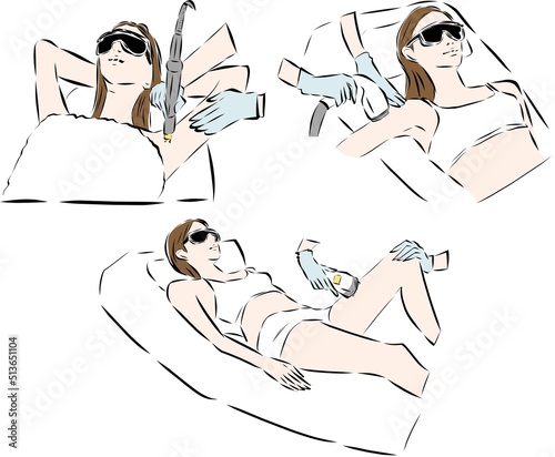 脱毛サロンで処置を受ける女性