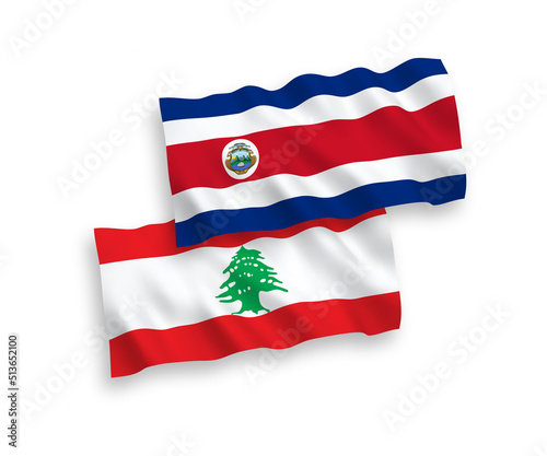 Free Download National vector fabric wave flags of Republic of Costa Rica and Lebanon isolated on white background. 1 to 2 proportion. - GFXLoad
