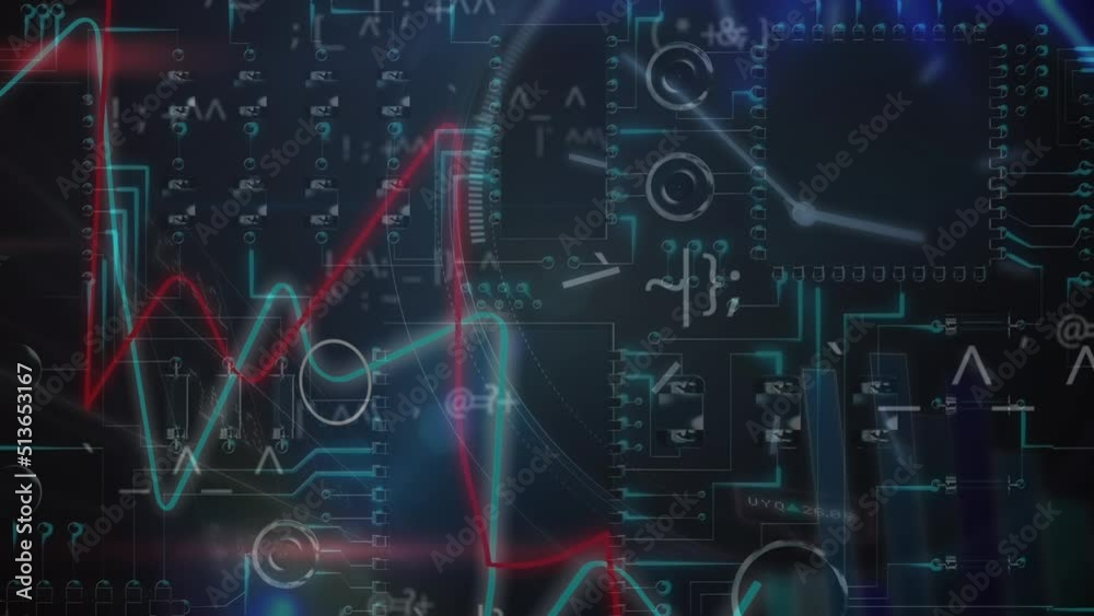 Animation of data processing over black background Animation of data processing over black background