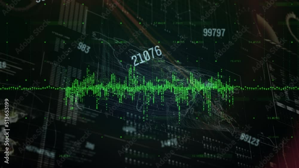 Animation of data processing over black background Animation of data processing over black background