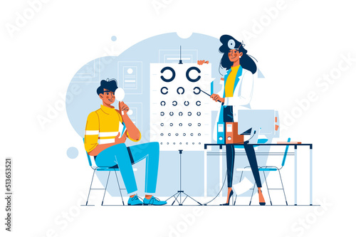 Ophthalmologist checking mans vision