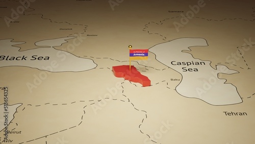 Armenia Independence Day map 3d illustration.