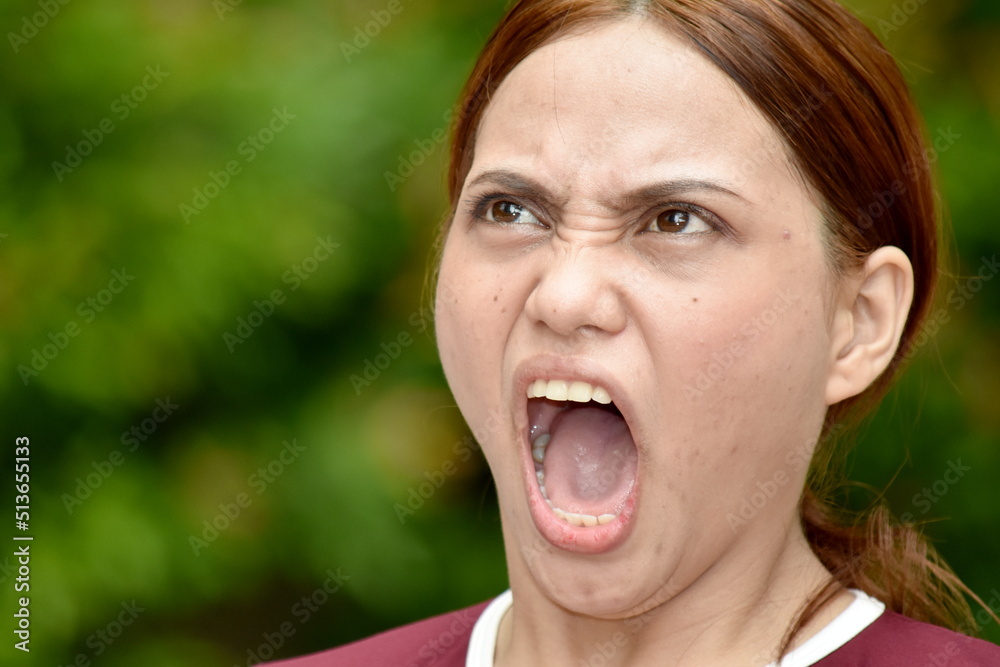 Shouting Youthful Filipina Female Wearing Tshirt Shouting Youthful Filipina Female Wearing Tshirt