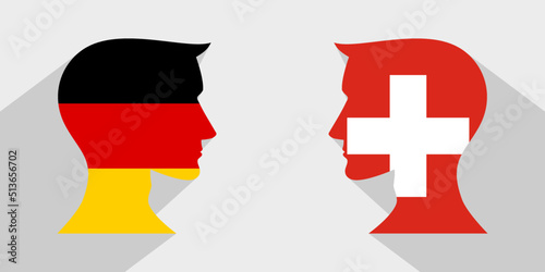 face to face concept.  german vs swiss. vector illustration