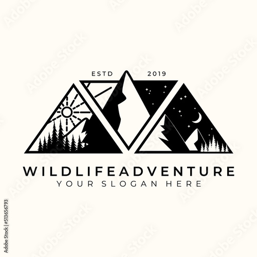 Minimalist Landscape Mountain logo design inspiration