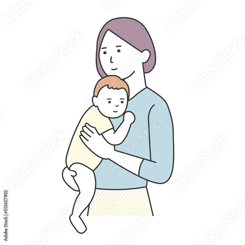 赤ちゃんを抱く母親