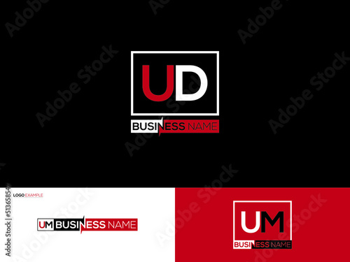 Square UD Logo Letter Icon, Colorful Ud du Logo Design With Colorful Shape For Business