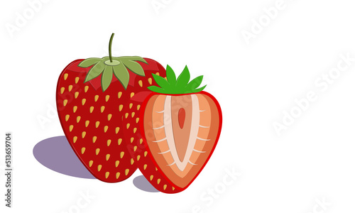 Strawberry slice icon cartoon vector illustration, fruit theme and healty lifestyle