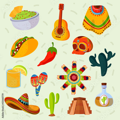 icon set of mexico