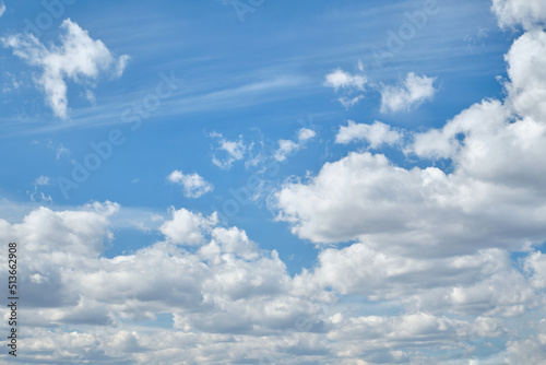 Clear blue sky and white clouds in summer during the daytime