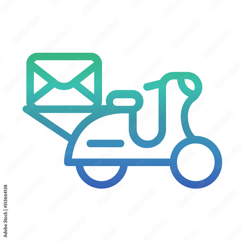 Delivery scooter , Postal Service gradient icon. Delivery scooter , Postal Service gradient icon.