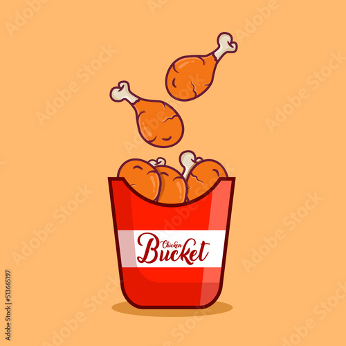 Flying fried chicken with bucket