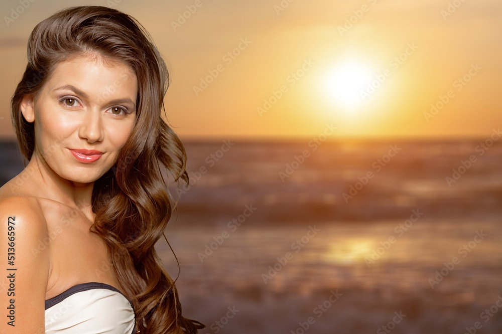 Young woman in swimsuit run into turquoise crystal sea, holiday maker or summer vacation in tropical country