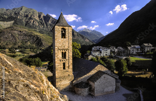 Iglesia de planta basilical de Sant Joan de Boi(s.XI-XII).Boi.Valle de Boi.Cordillera Pirenaica. Lleida.Cataluña. España. photo