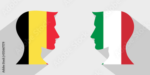 face to face concept. belgium vs italy. vector illustration