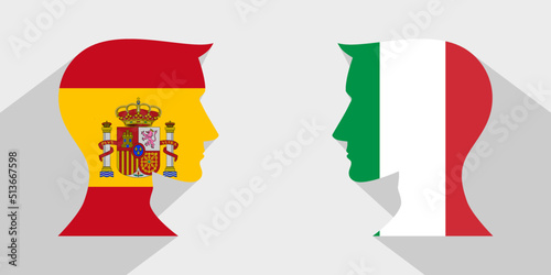 face to face concept. spain vs italy. vector illustration